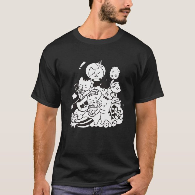 Cat Kawaii Boba Bubble Meow Tee Anime T-Shirt Japa (Vorderseite)