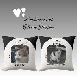 Cat Keepake Pet 2 Fotos Gedenkschwarz Kissen