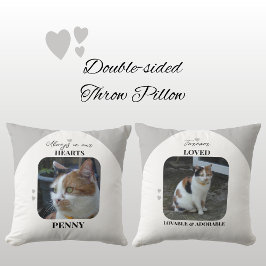 Cat Keepake Pet 2 Fotos Memorial grau Kissen