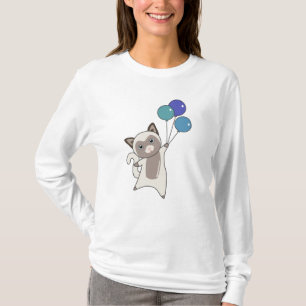 Cat Kitten Balloons Niedlicher Tiere Grau Katzen T-Shirt