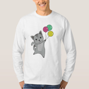 Cat Kitten Balloons Niedlicher Tiere Grau Katzen T-Shirt