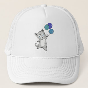 Cat Kitten Balloons Niedlicher Tiere Grau Katzen Truckerkappe