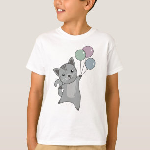 Cat Kitten Balloons Niedlicher Tiere Kinder T-Shirt