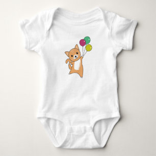 Cat Kitten Balloons Sweet Animals Red Orange Baby Strampler