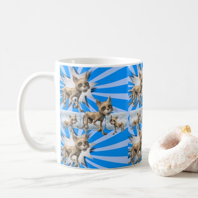 Cat Kitten Blue Tasse (Mit Donut)