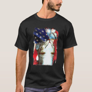 Cat Kitten Butterfly American Flag 4. Juli Indepe T-Shirt