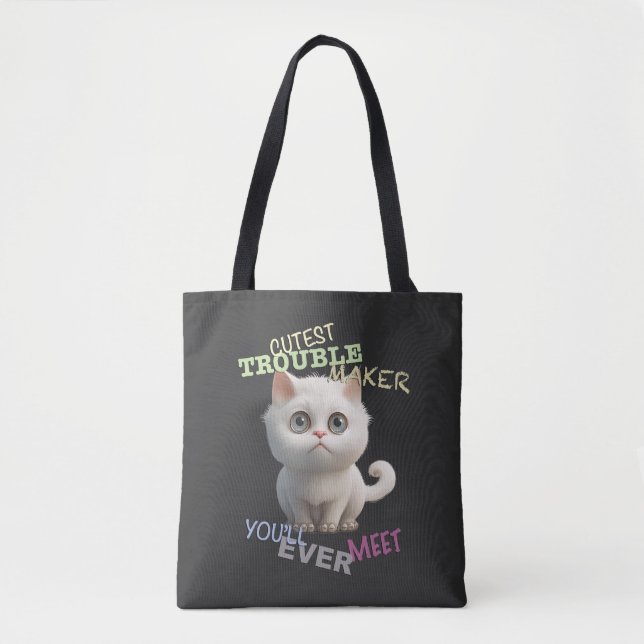 Cat Kitten Cuttest Trouble Niedlicher Spaß Tasche (Vorderseite)