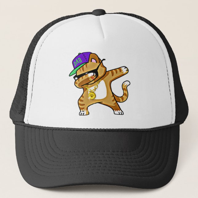 Cat Kitten Dab Hoodie Trucker Hat Truckerkappe (Vorderseite)