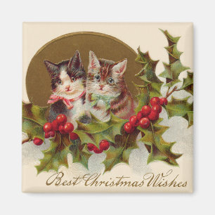 Cat Kitten Holly Winterberry Magnet