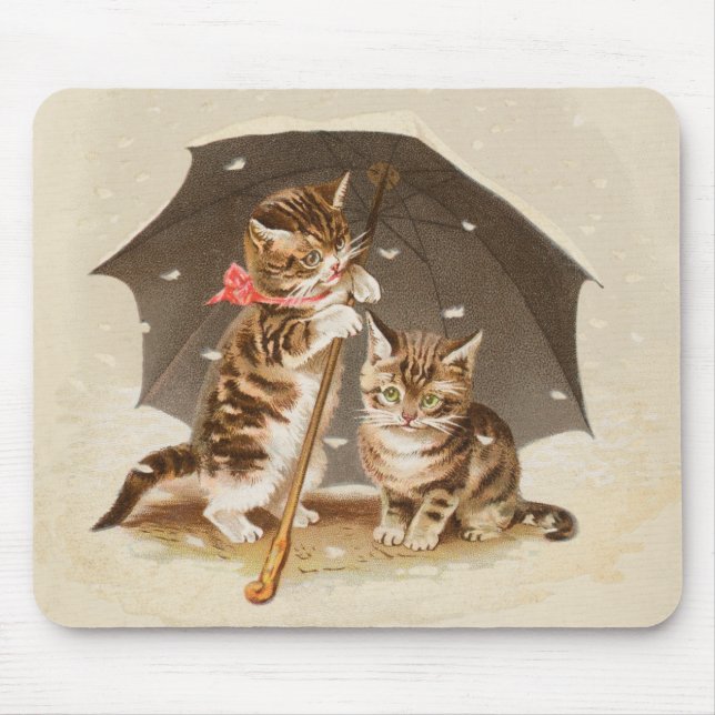 Cat Kitten kitty antiken Vintag hübsch niedlich Mousepad (Vorne)