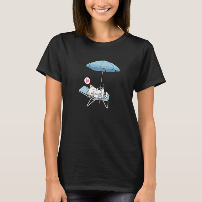 Cat Kitten Kitty Sunshade Regenschirm Relaxen Lyin T-Shirt (Vorderseite)