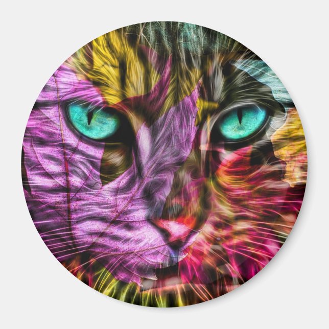 Cat Kitten Künstlerisch Magnet (Vorne)