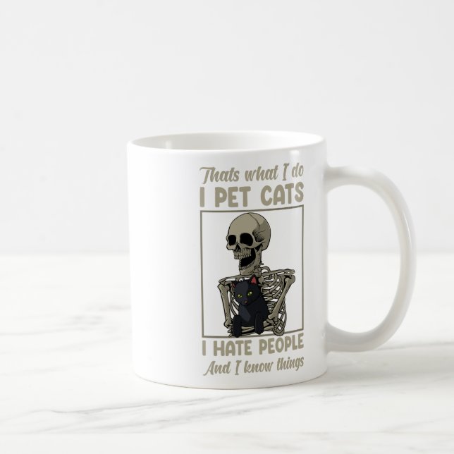 Cat Kitten Lover Grumpy Skull Kitty Pet Eigentümer Kaffeetasse (Rechts)