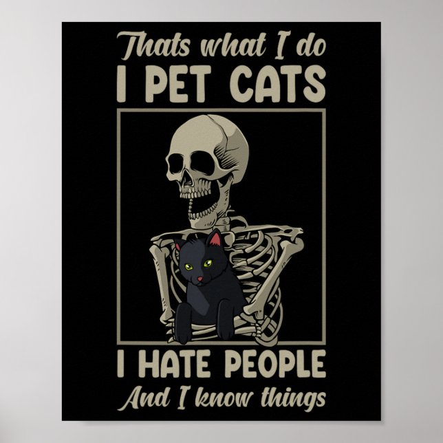 Cat Kitten Lover Grumpy Skull Kitty Pet Eigentümer Poster (Vorne)