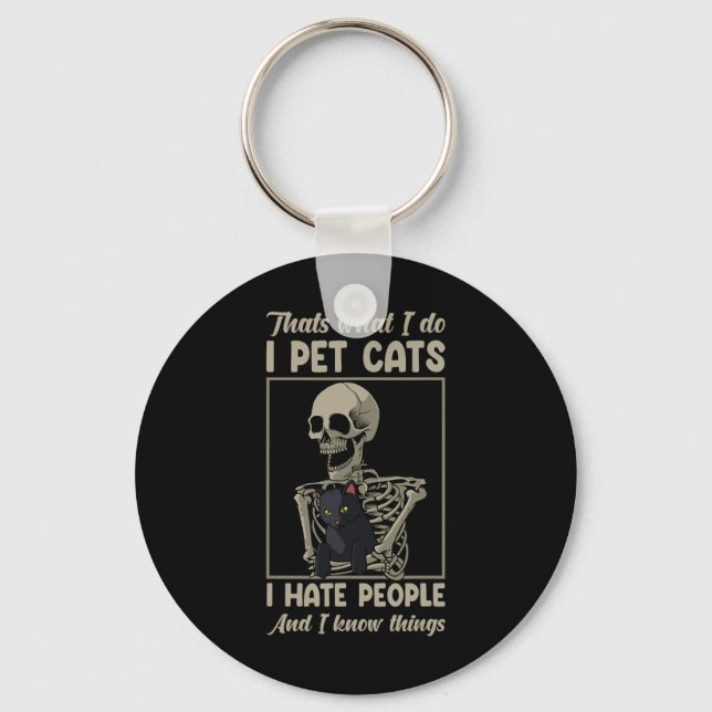 Cat Kitten Lover Grumpy Skull Kitty Pet Eigentümer Schlüsselanhänger (Vorderseite)