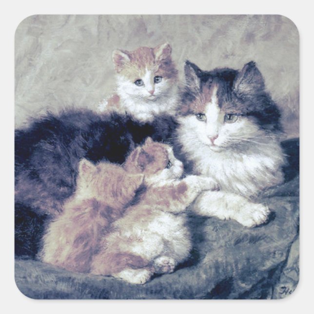 Cat & Kittens Henriette Ronner-Knip Sticker Sheet (Vorderseite)
