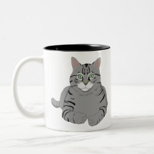 Cat Kitty Gray Tiger Tabby Pet Animal Domestic Zweifarbige Tasse