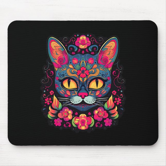 Cat Kitty Kitten Paws Zucker Skull Calavera Hallow Mousepad (Vorne)