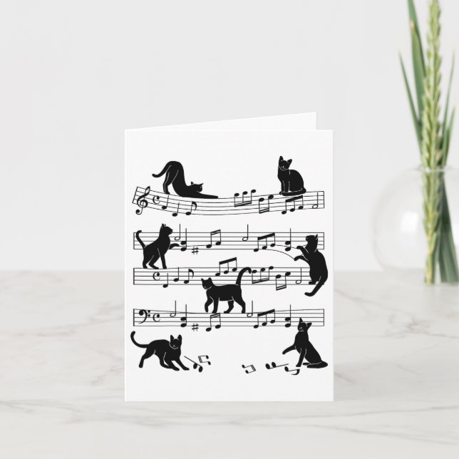Cat Kitty Playing Musik Cleanf Piano Musica Karte (Vorderseite)