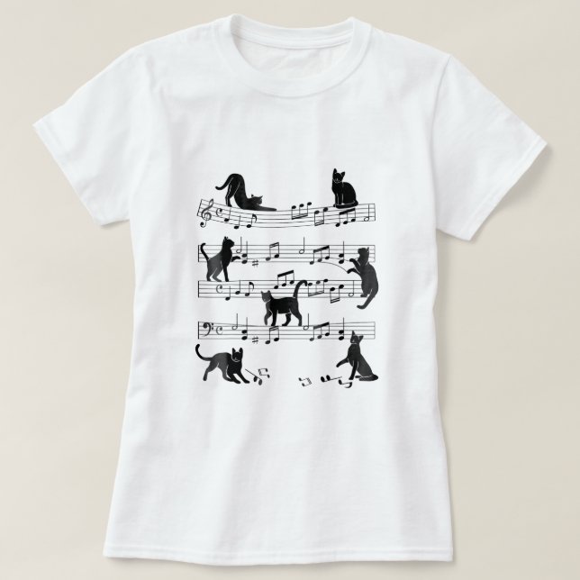 Cat Kitty Playing Musik Cleanf Piano Musica T-Shirt (Design vorne)