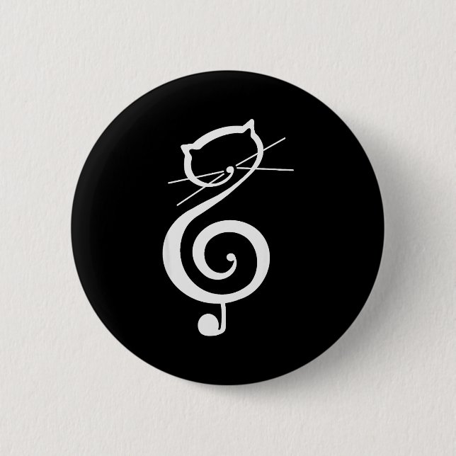 Cat Kitty Treble Music Clef Funny Cat Music Notes  Button (Vorderseite)