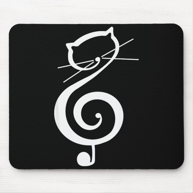 Cat Kitty Treble Music Clef Funny Cat Music Notes  Mousepad (Vorne)