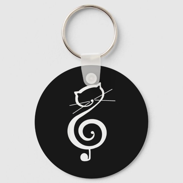 Cat Kitty Treble Music Clef Funny Cat Music Notes  Schlüsselanhänger (Vorderseite)
