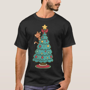 Cat Klettern Weihnachtsbaum - Niedlich Kitten Sant T-Shirt