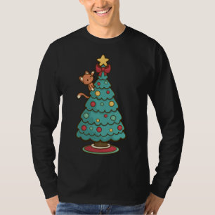 Cat Klettern Weihnachtsbaum - Niedlich Kitten Sant T-Shirt