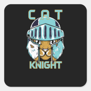 Cat Knight Quadratischer Aufkleber
