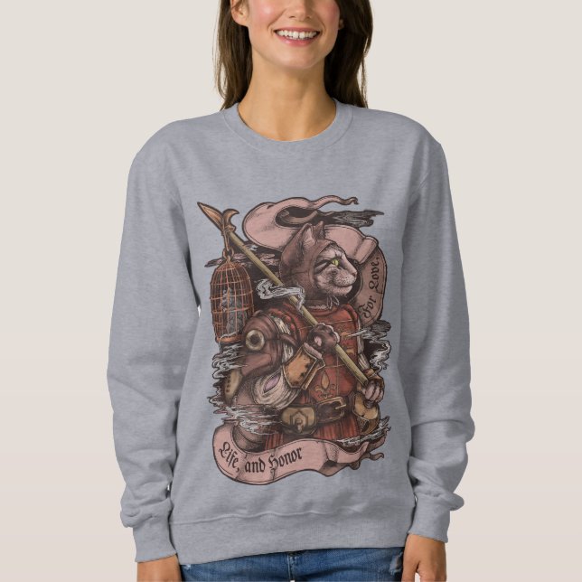 Cat Knight Vintag drucken Sweatshirt (Vorderseite)