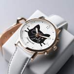 Cat Lady Armbanduhr<br><div class="desc">Cat Head Silhouette "Cat Lady" Design im niedlichen Skript-Schriftart und ein kleines goldenes Herz.</div>