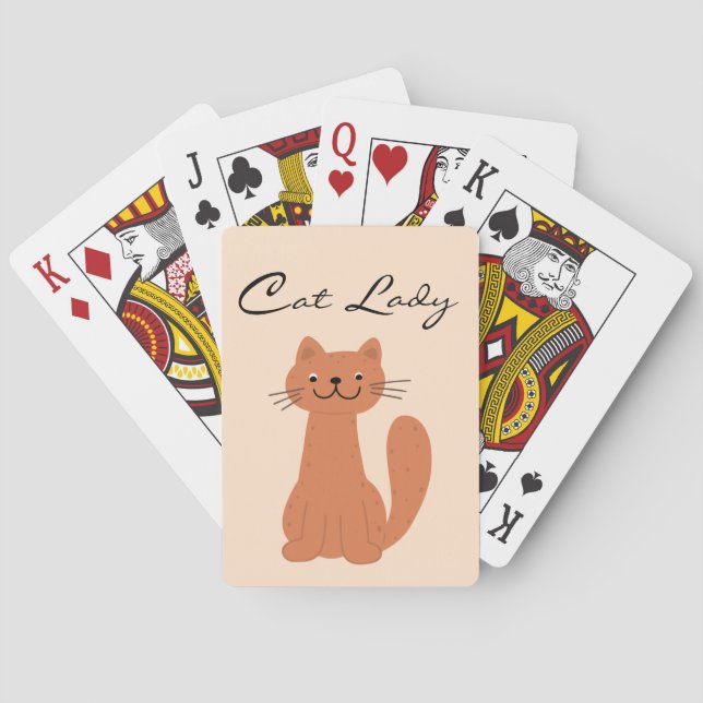 Cat Lady Boho Design Minimalistische Typografie Spielkarten (Rückseite)