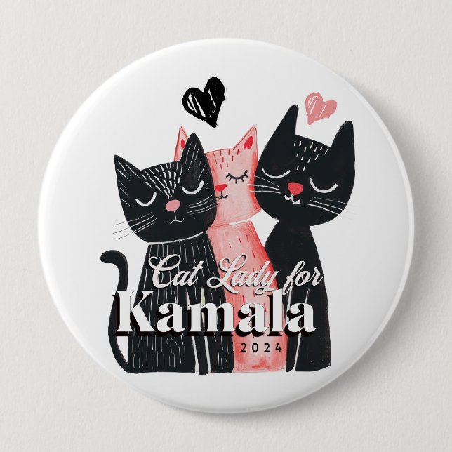 Cat Lady für Kamala Harris 2024 Button (Vorderseite)