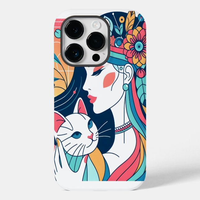 Cat Lady Graphic Illustration Case-Mate iPhone 14 Pro Hülle (Rückseite)