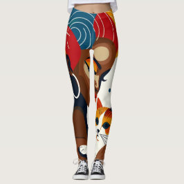 Cat Lady Graphic Illustration Leggings