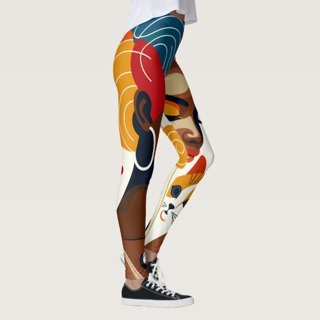 Cat Lady Graphic Illustration Leggings (Rechts)