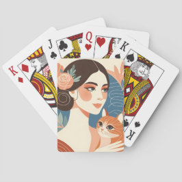 Cat Lady Graphic Illustration Spielkarten