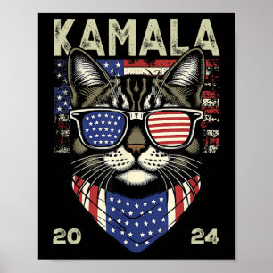 Cat Lady Kamala-harris 2024 Amerikanische Flagge N Poster