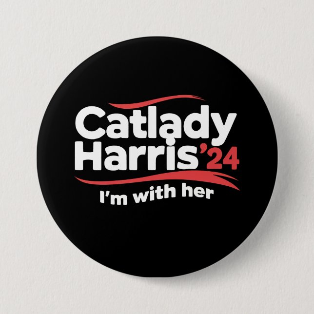 Cat Lady Kamala Harris 2024 Ich bin mit ihr Button (Vorderseite)