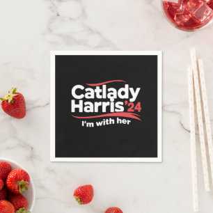 Cat Lady Kamala Harris 2024 Ich bin mit ihr Serviette