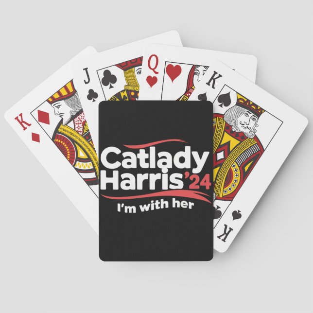 Cat Lady Kamala Harris 2024 Ich bin mit ihr Spielkarten (Rückseite)