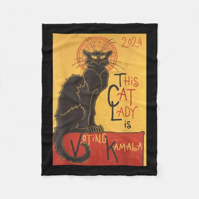 Cat Lady Kamala Le Chat Noir Funny Ballot Fleecedecke (Vorderseite)