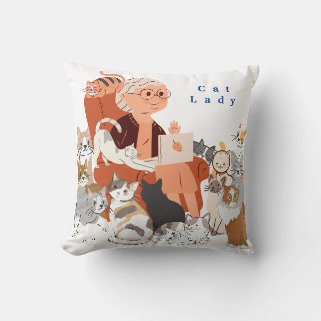 Cat Lady Kissen (Vorderseite)