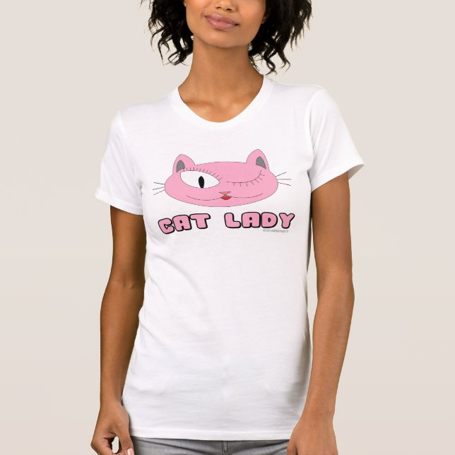 CAT LADY Pink Cat Face Cat Lover T-Shirt (Vorderseite)