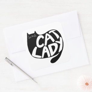 Cat Lady Quadratischer Aufkleber