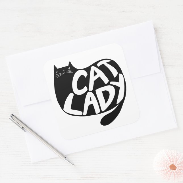Cat Lady Quadratischer Aufkleber (Umschlag)