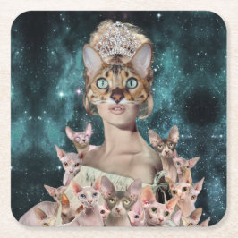 Cat Lady Rechteckiger Pappuntersetzer