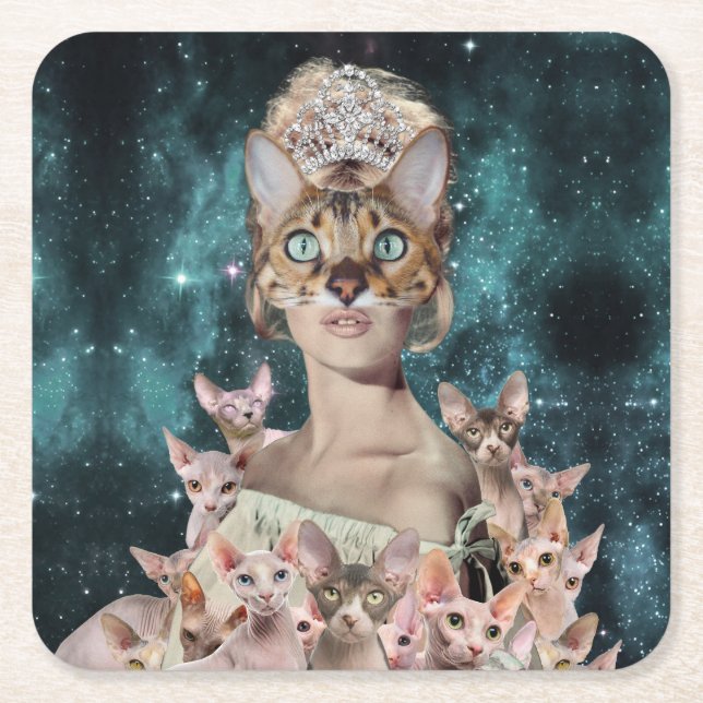 Cat Lady Rechteckiger Pappuntersetzer (Vorderseite)