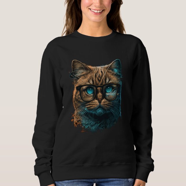 Cat Lady Sweatshirt mit Niedlichem Katzendesign (Vorderseite)